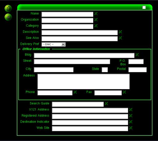 View of entry form for organizational unit records