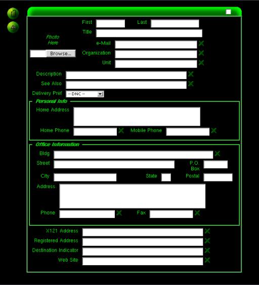 View of entry form for organizational person records